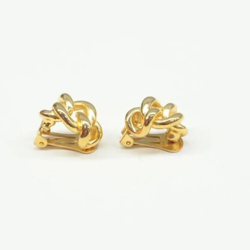100% Authentic DIOR Gold Metal Clip-On Earrings 302-092924